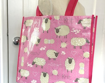 REDUCED !! Large Knitting Project / Shopping Bag ~ Knitters Gift ~ Sheep