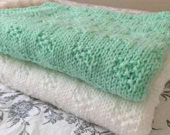 Moss Checks Baby Blanket ~ Knitting pattern ~ PDF ~ ENGLISH