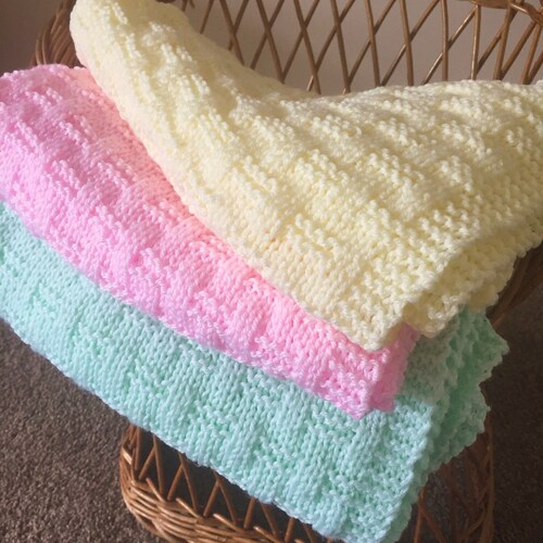Cuddly Soft Baby Blanket Knit Pattern Easy Knitting Pattern Etsy
