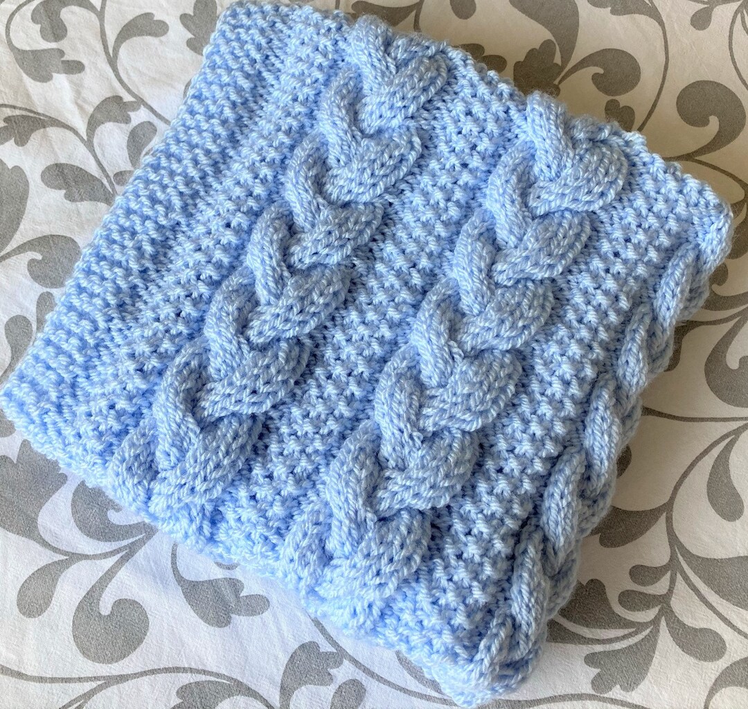 Braided Cable Baby Blanket Knitting Pattern Aran Yarn ENGLISH Etsy Canada