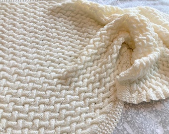 Wicker Basketweave ~ Baby Blanket ~ Knitting pattern ~ Multiple Sizes ~ PDF ~ ENGLISH