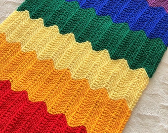 Knitting pattern ~ Rainbow Baby Blanket  ~ PDF / ENGLISH