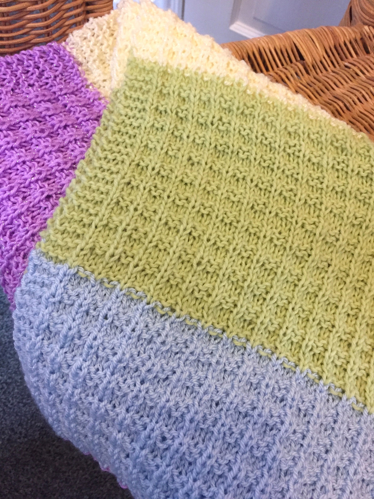 Hand Knitted Baby Blanket Multi Colours & Added Sparkle. Etsy