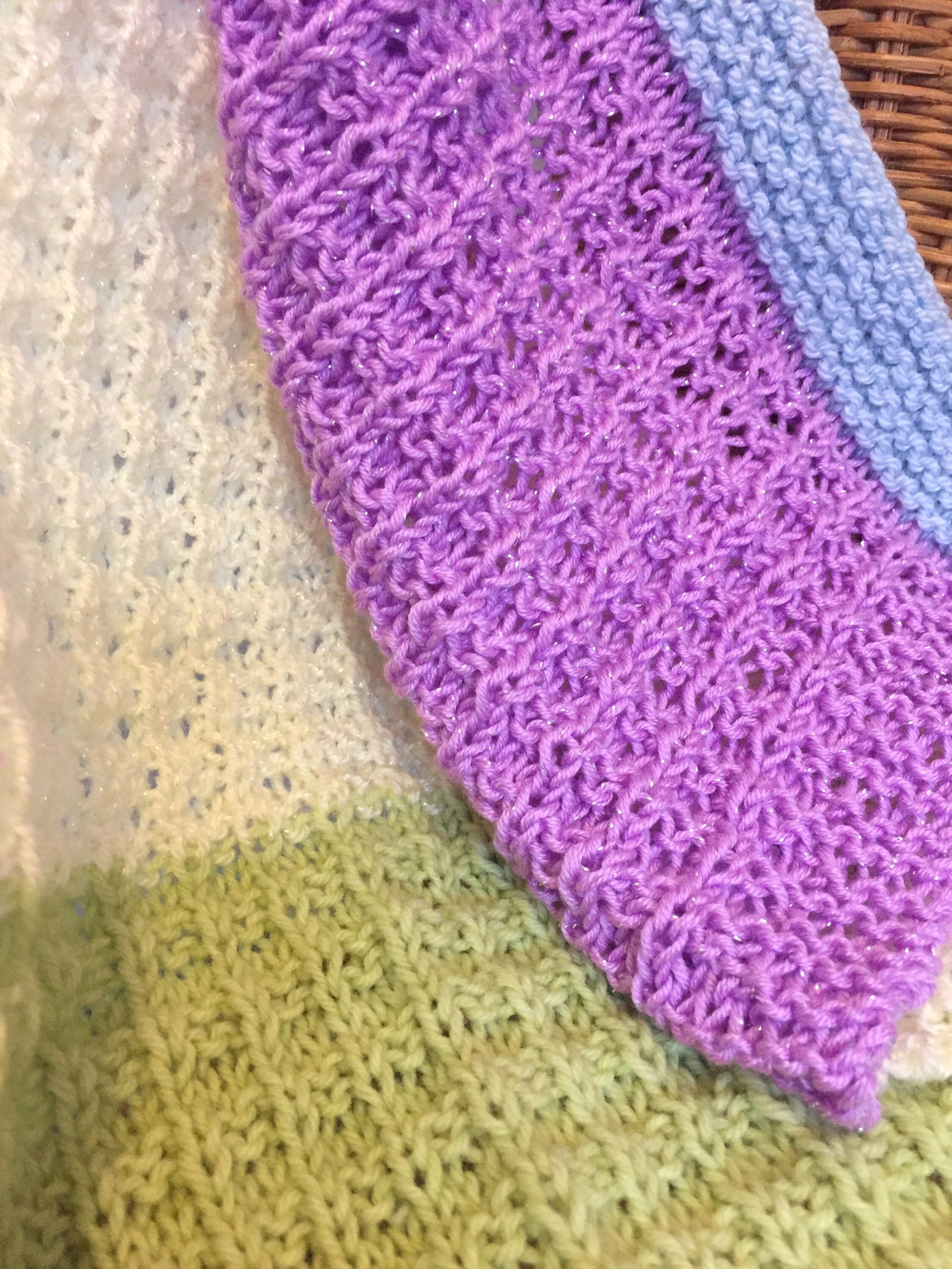 Hand Knitted Baby Blanket Multi Colours & Added Sparkle. Etsy UK