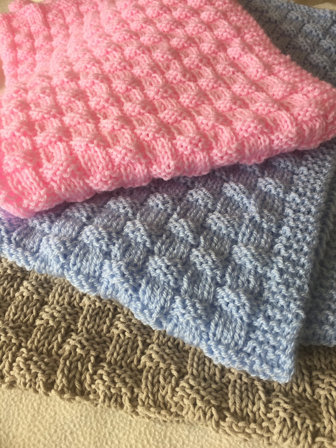 Quick and Easy Basket Weave Baby Blanket Knitting pattern Etsy