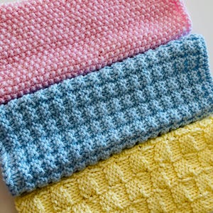 Knitting pattern ~  Cotton Kitchen Cloths / Dishcloths ~ 3 Designs ~ ENGLISH ~  PDF Download