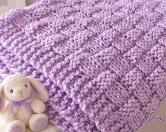 Knitting pattern ~ Quick and Easy Basket Weave Baby Blanket  ~ ENGLISH ~ PDF Download