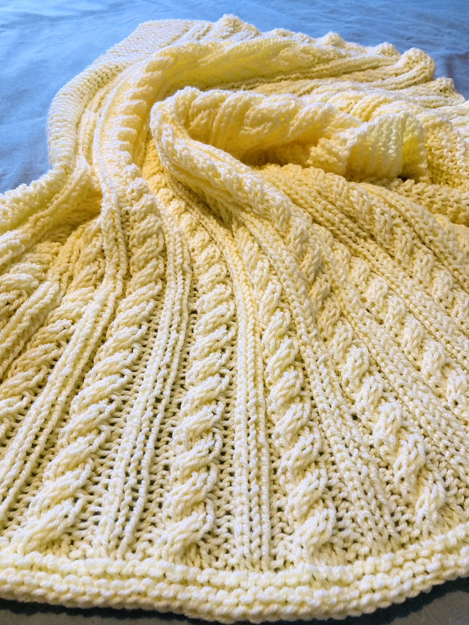Knitting Pattern ~ Easy Cable Baby Blanket in Aran or Chunky Yarn ...