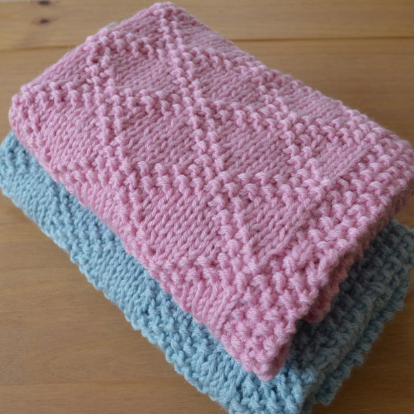 Knitting pattern- Diamonds Baby Blanket in Aran Yarn. ~ ENGLISH