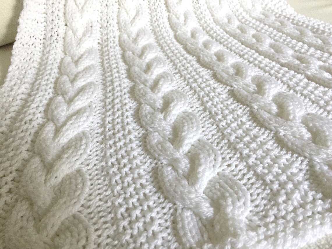 Braided Cable Baby Blanket Knitting pattern Aran Yarn | Etsy