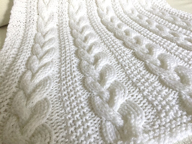 Braided Cable Baby Blanket Knitting Pattern Aran Yarn Etsy UK