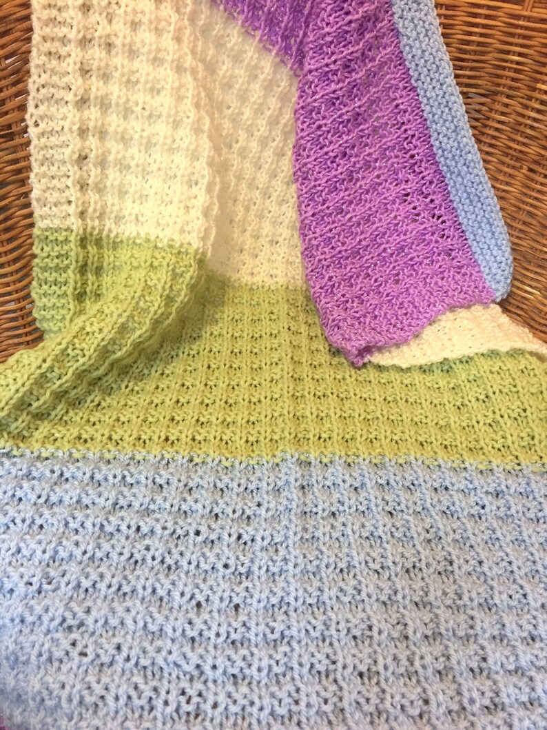 Hand Knitted Baby Blanket Multi Colours & Added Sparkle. Etsy