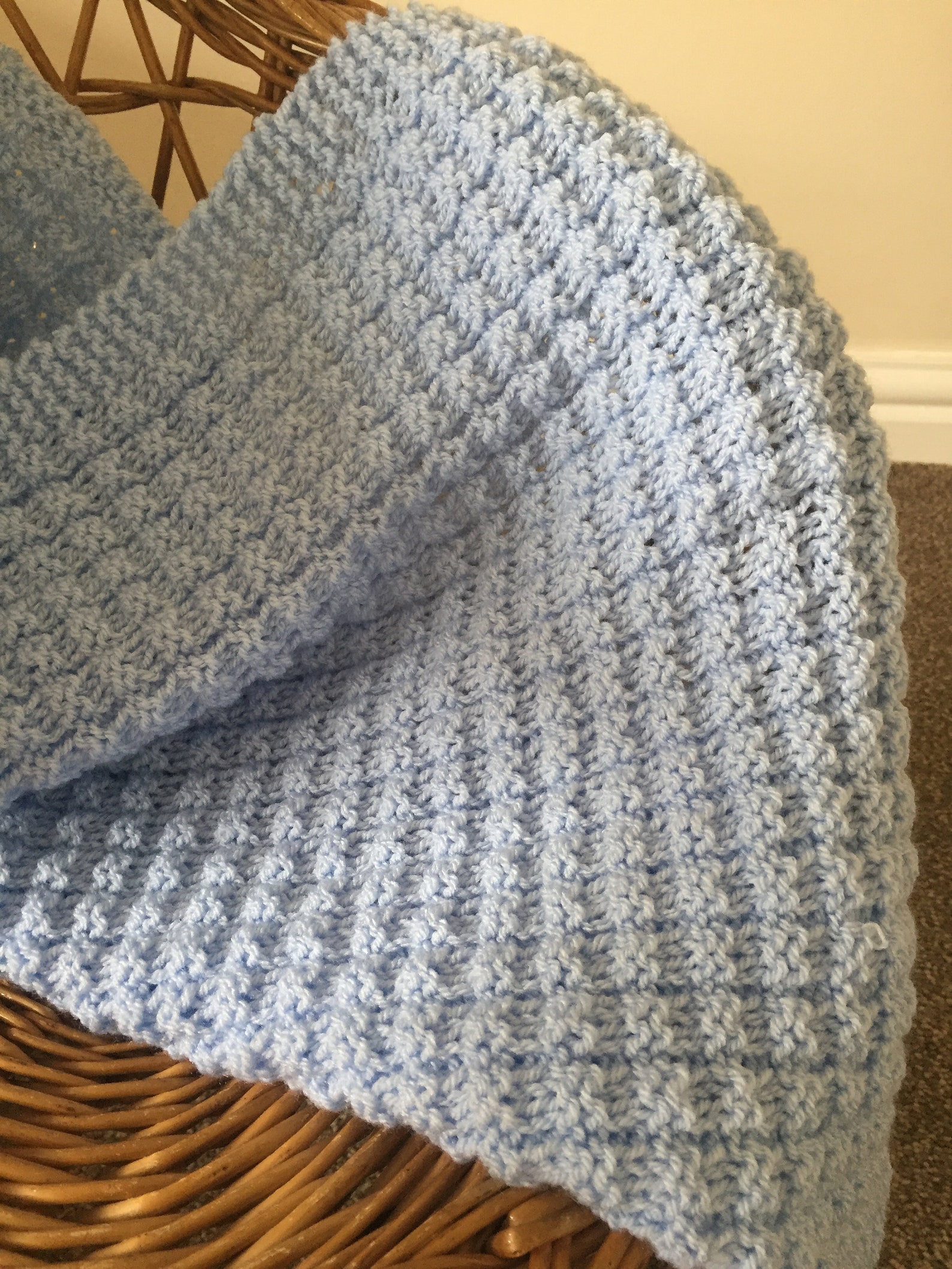 Simple Waffle Baby Blanket Pattern knitting Pattern ENGLISH Etsy UK