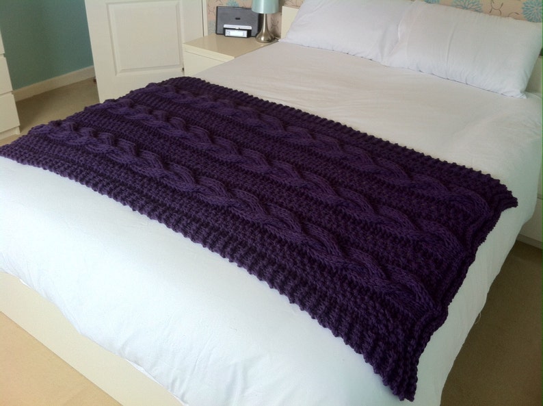 Braided Cable Chunky Blanket / Throw Knitting Pattern Etsy Australia
