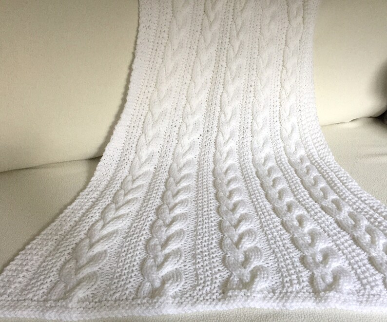 Braided Cable Baby Blanket Knitting Pattern Aran Yarn Etsy UK