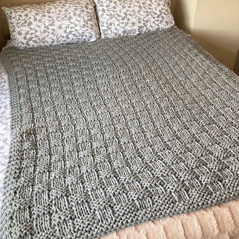 Chunky Basket Weave Blanket / Sofa Throw Knitting Pattern Etsy UK