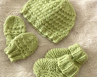 Knitting pattern ~ Idris New Baby Set /  Hat , Mittens and Bootees ~ ENGLISH ~ PDF Download