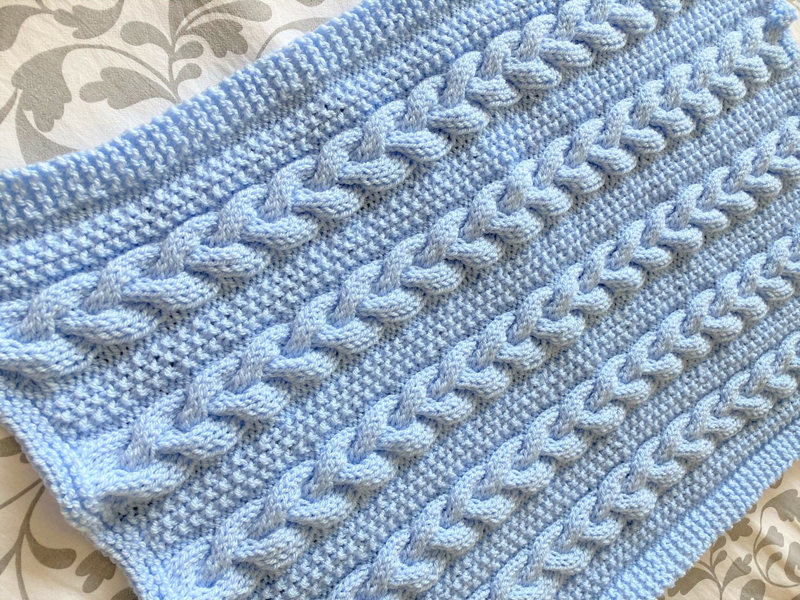 Braided Cable Baby Blanket Knitting pattern Aran Yarn Etsy