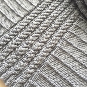 Knitting pattern ~ Cables & Stripes Easy Baby Blanket ~ DK Yarn. ~ ENGLISH ~  PDF Download