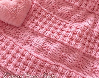 Knitting Pattern ~ Rosabel Baby Blanket in DK  ~ ENGLISH ~ PDF Download