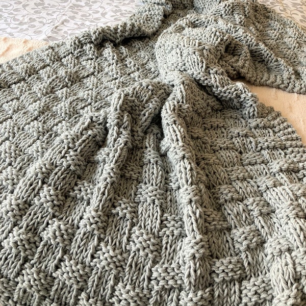Chunky Basket Weave Blanket / Sofa Throw ~ Knitting pattern ~ ENGLISH