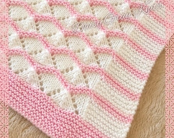 Knitting pattern ~ Dara Baby Blanket in DK Yarn ~ ENGLISH ~ PDF Download