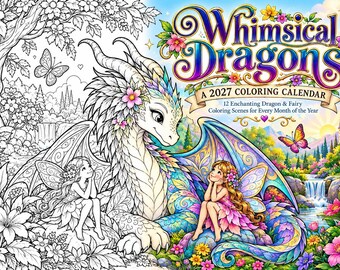Calendrier mural à colorier Dragon et Fée 2027