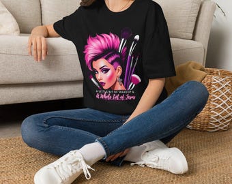 T-shirt Softstyle « Maquillage et Jésus », violet/rose, un t-shirt inspirant pour les femmes croyantes