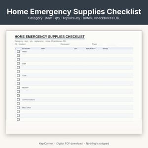 Emergency Kit Checklist Printable | Go-Bag Preparedness Fillable PDF | Home Supplies Letter A4 image 5