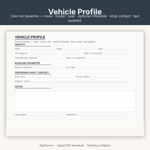 Vehicle Maintenance Log Printable | Car Service Tracker Oil Mileage | Fillable PDF Letter A4 image 5