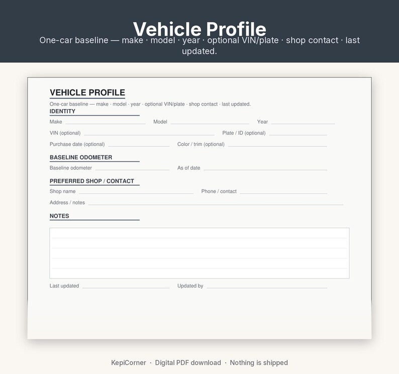 Vehicle Maintenance Log Printable | Car Service Tracker Oil Mileage | Fillable PDF Letter A4 image 5