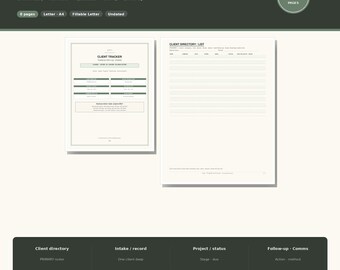 Client Tracker Printable | Freelancer Client Log Fillable PDF | Letter A4