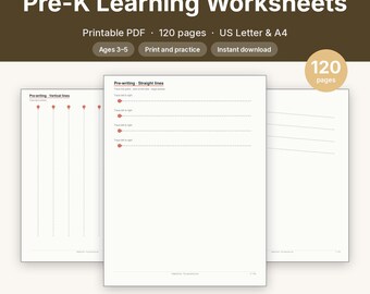 Vorschul-Arbeitsblätter für Kinder von 3-5 Jahren (druckbar) | Alphabet nachzeichnen, Zahlen zählen | 120 Seiten, A4-Format