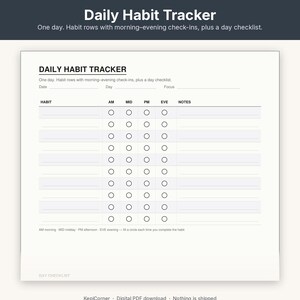 Habit Tracker Pack Printable | Daily Weekly Monthly 30-Day Yearly | Minimal Undated PDF US Letter image 2