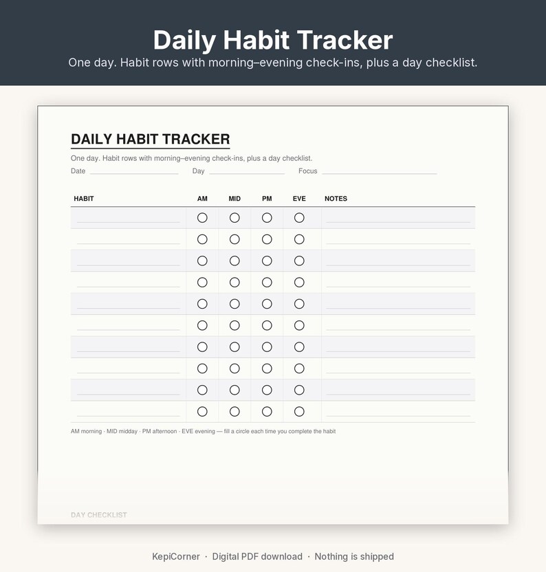 Habit Tracker Pack Printable | Daily Weekly Monthly 30-Day Yearly | Minimal Undated PDF US Letter image 2