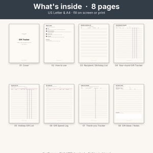 Gift Tracker Printable | Birthday & Holiday Gift List Year-Round | Fillable PDF Letter A4 image 3