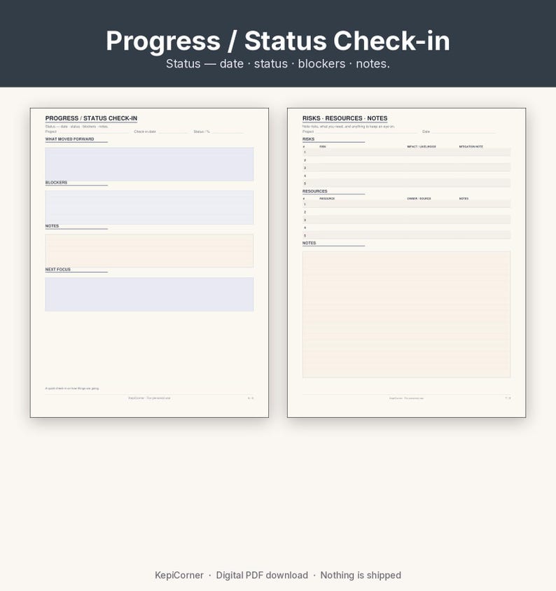 Project Tracker Printable | Project Planner Fillable PDF | One Project Overview Letter A4 image 8