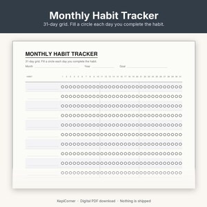 Habit Tracker Pack Printable | Daily Weekly Monthly 30-Day Yearly | Minimal Undated PDF US Letter image 3