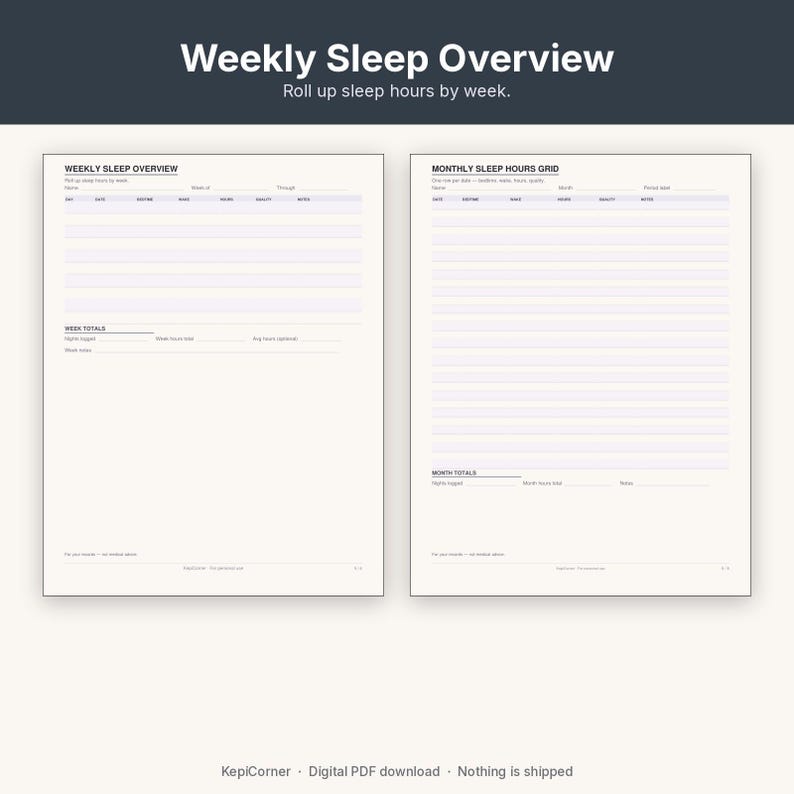 Sleep Log Printable | Nightly Sleep Tracker Fillable PDF | Letter A4 image 7