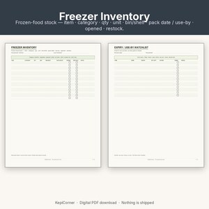 Pantry Inventory Checklist Printable | Kitchen Fridge Freezer Spice | Fillable PDF Letter A4 image 6