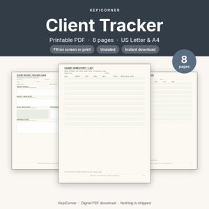 Client Tracker Printable | Freelancer Client Log Fillable PDF | Letter A4 image 1
