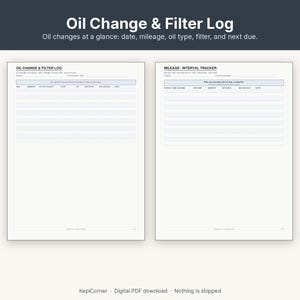 Vehicle Maintenance Log Printable | Car Service Tracker Oil Mileage | Fillable PDF Letter A4 image 7