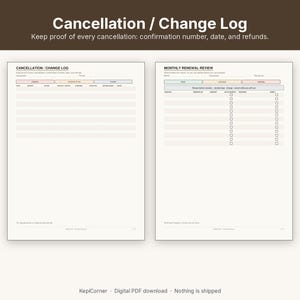 Subscription Tracker Printable | Recurring Subscriptions Keep Change Cancel | Fillable PDF Letter A4 image 6