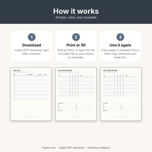 Habit Tracker Pack Printable | Daily Weekly Monthly 30-Day Yearly | Minimal Undated PDF US Letter image 5