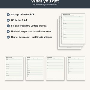 Grocery List Printable | Shopping List Pad Fillable PDF | Categorized Checklist Letter A4 image 10