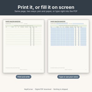 Pantry Inventory Checklist Printable | Kitchen Fridge Freezer Spice | Fillable PDF Letter A4 image 4