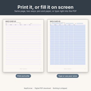 Sleep Log Printable | Nightly Sleep Tracker Fillable PDF | Letter A4 image 4