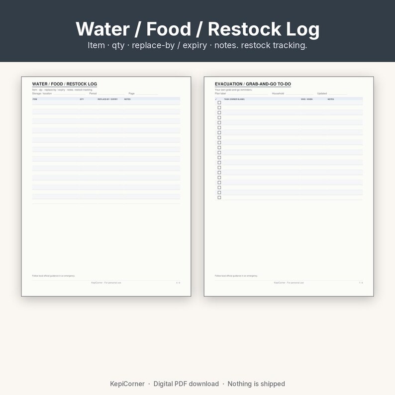 Emergency Kit Checklist Printable | Go-Bag Preparedness Fillable PDF | Home Supplies Letter A4 image 8