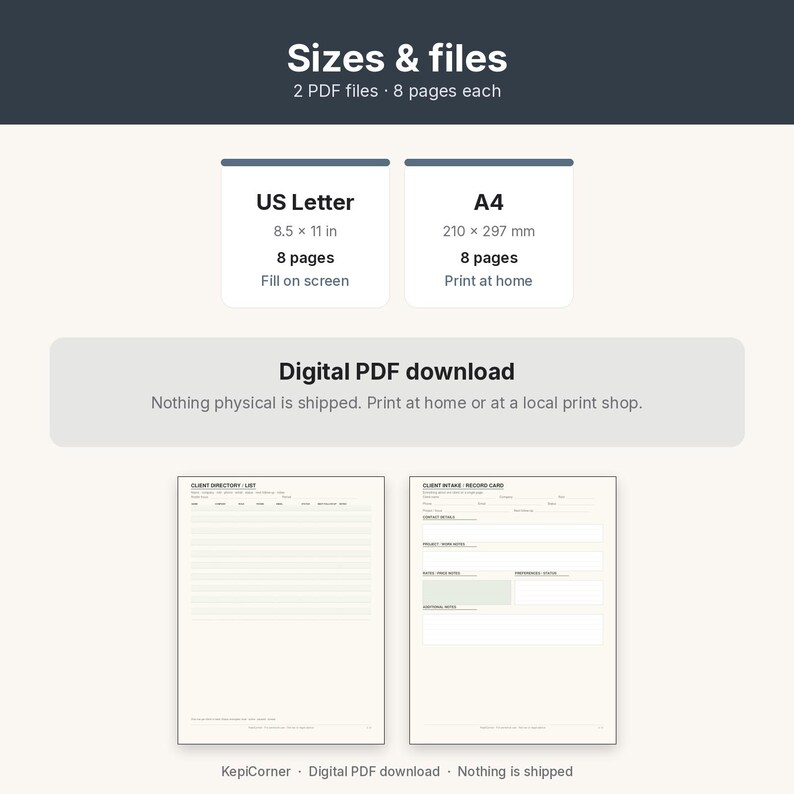 Client Tracker Printable | Freelancer Client Log Fillable PDF | Letter A4 image 9