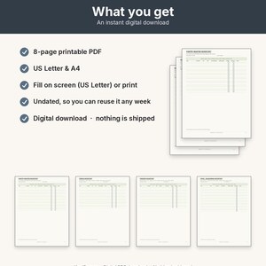 Pantry Inventory Checklist Printable | Kitchen Fridge Freezer Spice | Fillable PDF Letter A4 image 10